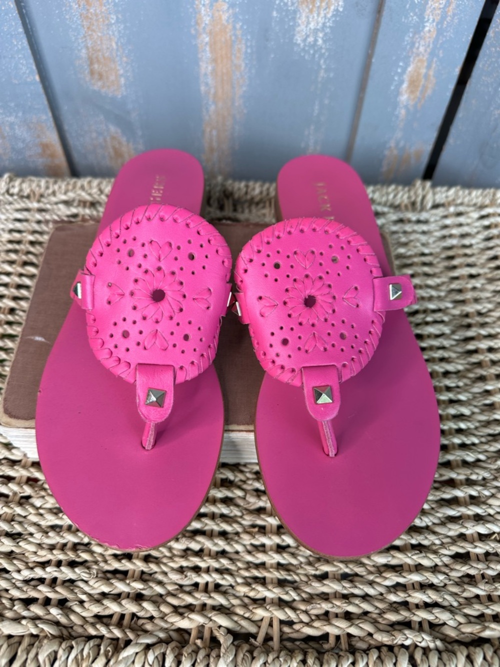 Jack Rogers Georgica Leather Sandals Magenta Sz 7 - Picture 2 of 16